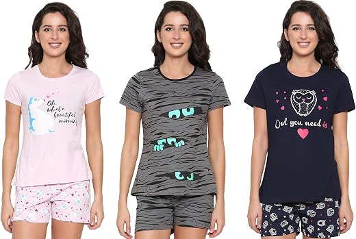 Real Basics Women's Cotton Printed Pyjama Set