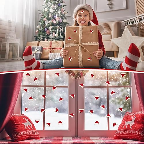 Miniatura 5 de 60 calcomanías de fieltro para sombrero de Papá Noel para niños, Navidad con purpurina 3D, sombrero de Papá Noel, gorra de Santa con purpurina,