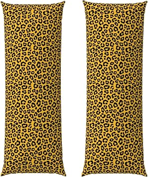 Body Pillow Protector Cover 20x54, Wild Animal Cheetah Leopard Print Yellow, Breathable Ultra Soft Pillowcase with Zipper, Wrinkle Shrinkage Fade Resistant for Bed Couch
