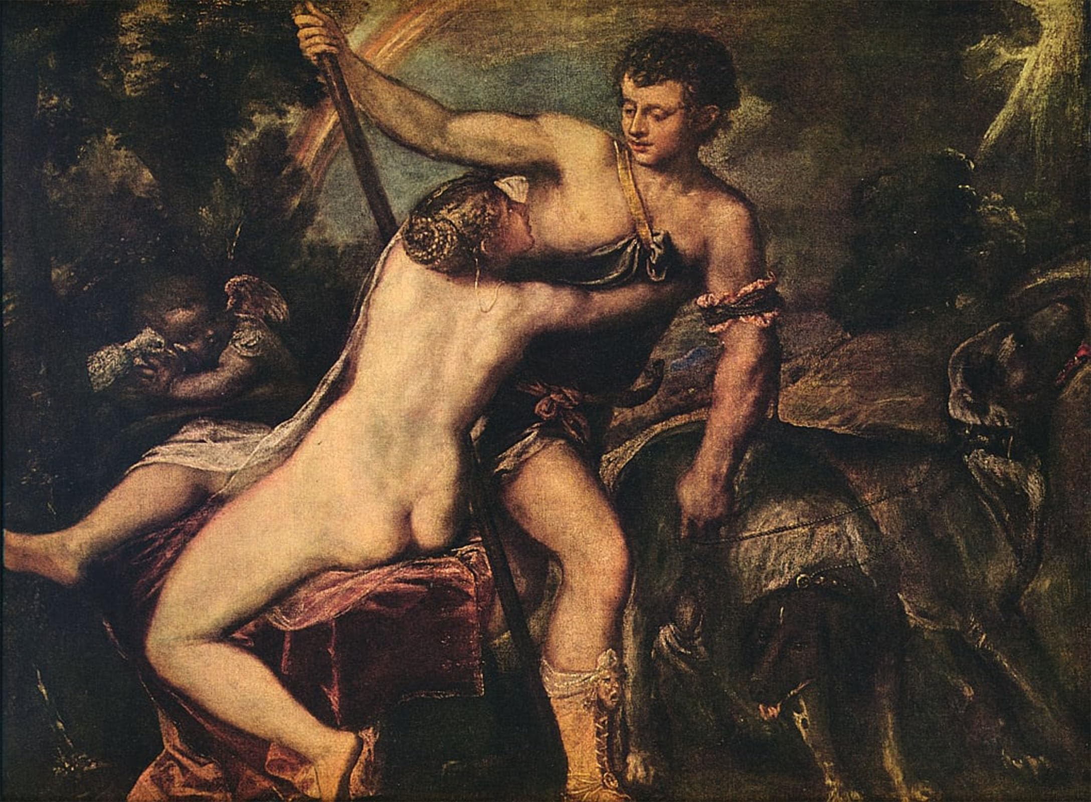 ARTXLXXBN Famous Painting Canvas Artwork Graffiti Print Venus and Adonis by Tiziano Vecelli Portrait Canvas Image for Home Decor 60x90cm