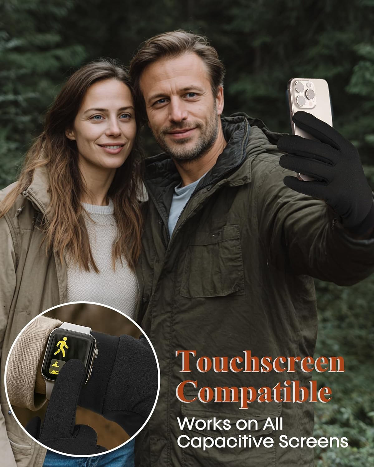 FURTALK Lightweight Gloves for Men Women with Spliced Design Cool Weather Anti-Slip Running Cycling Driving Warm Fleece Lined - Image 3