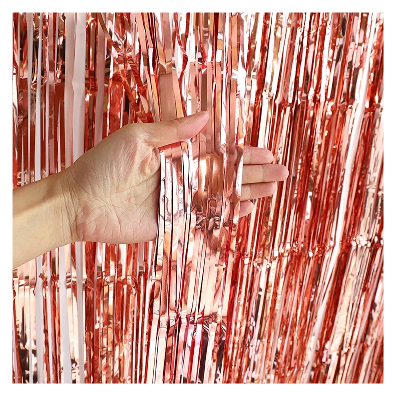 Rideau de guirlandes à Franges en Aluminium, 14 pièces/1x2.0m, Fournitures décoration for fête d'anniversaire et Mariage pour Cuisine(Red)