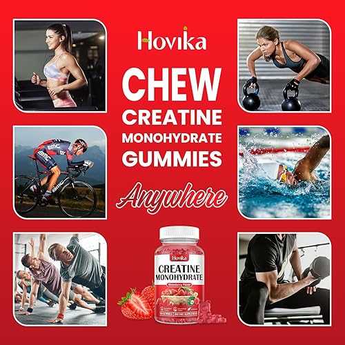 Miniatura 6 de Hovika Gomitas de monohidrato de creatina para hombres y mujeres, masticables de monohidrato de creatina de 0.11 onzas con vitamina B12 para