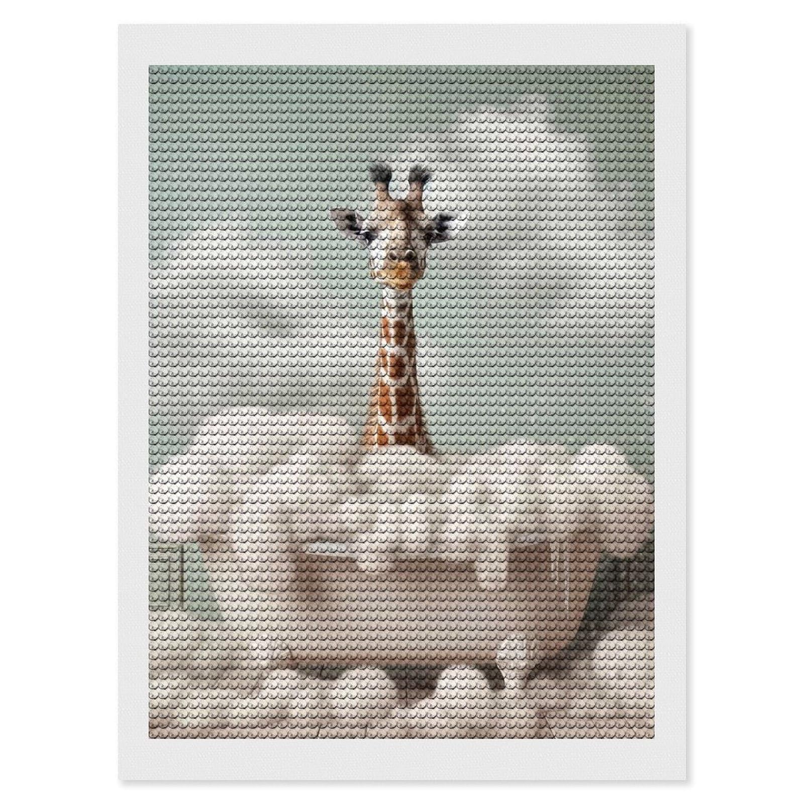 Junmoney Giraffe Taking A Bath Diamond Art Canvas 12"x16", Easy Handmade Project, Complete Accessories, Bedroom Decor, Birthday Gift