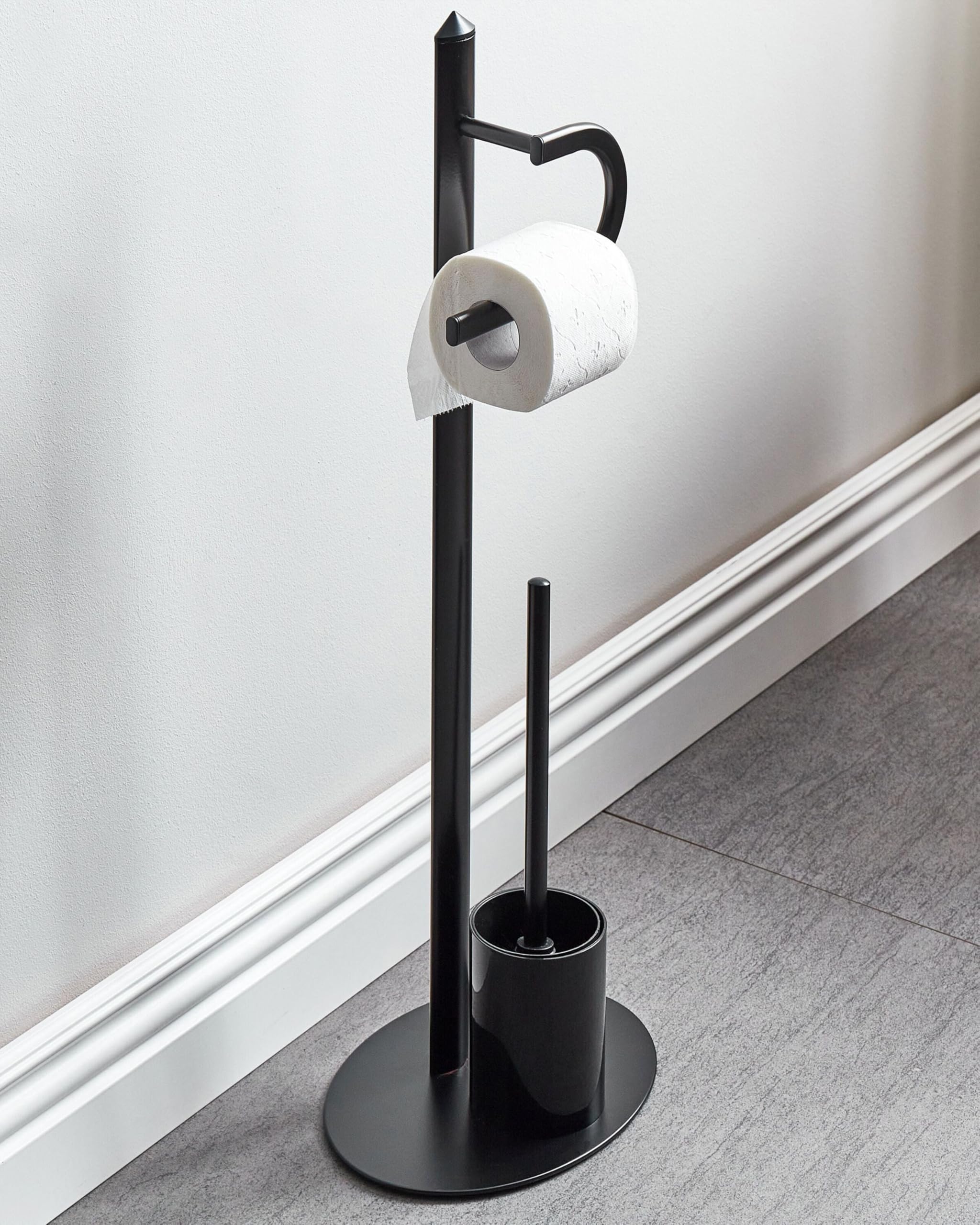 Soporte de Papel higiénico de Metal Negro Recubrimiento en Polvo portarrollos escobillero Accesorio de baño Moderno Sarto