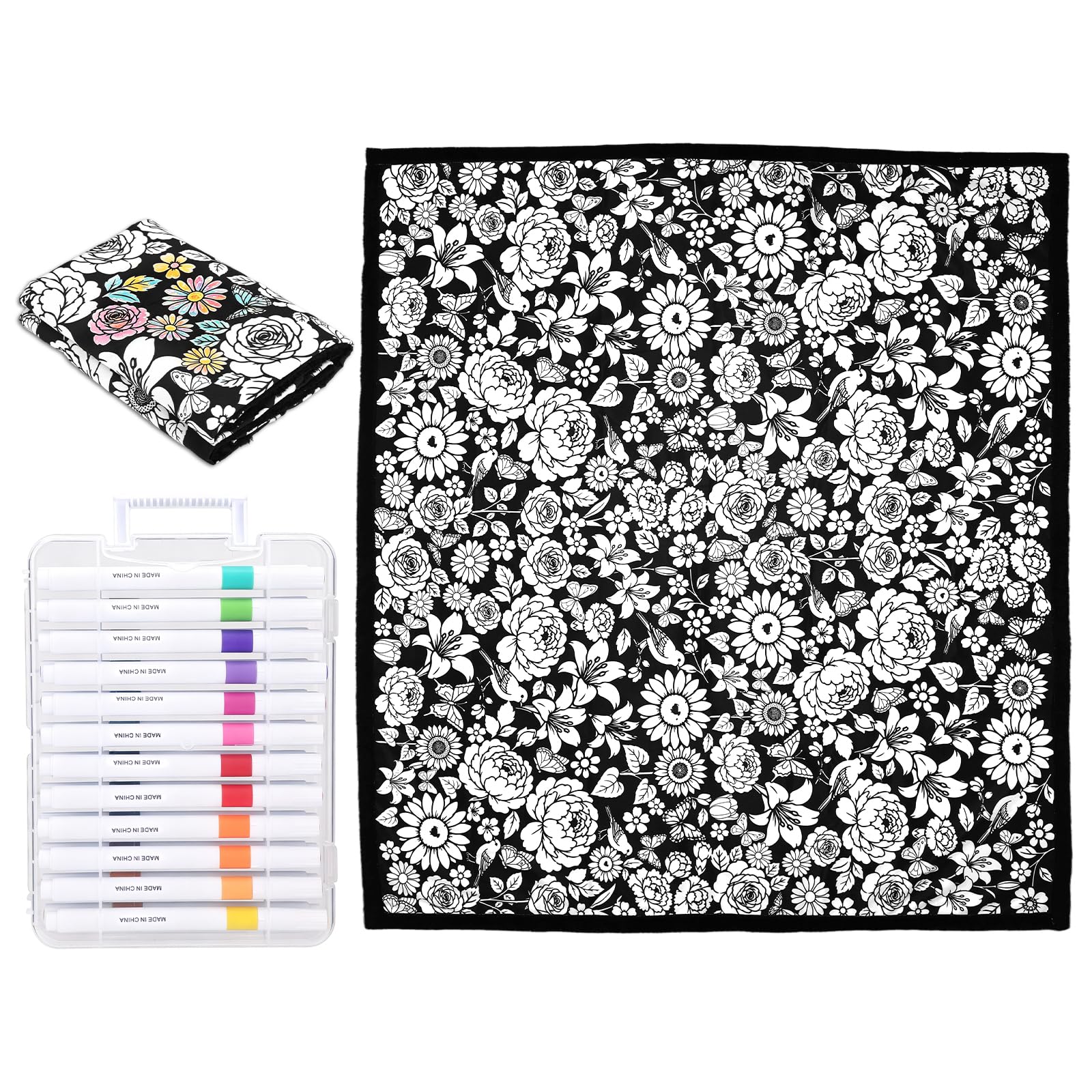 DIY Coperta da Colorare con 24 Pennarelli per Regali (Fiore)