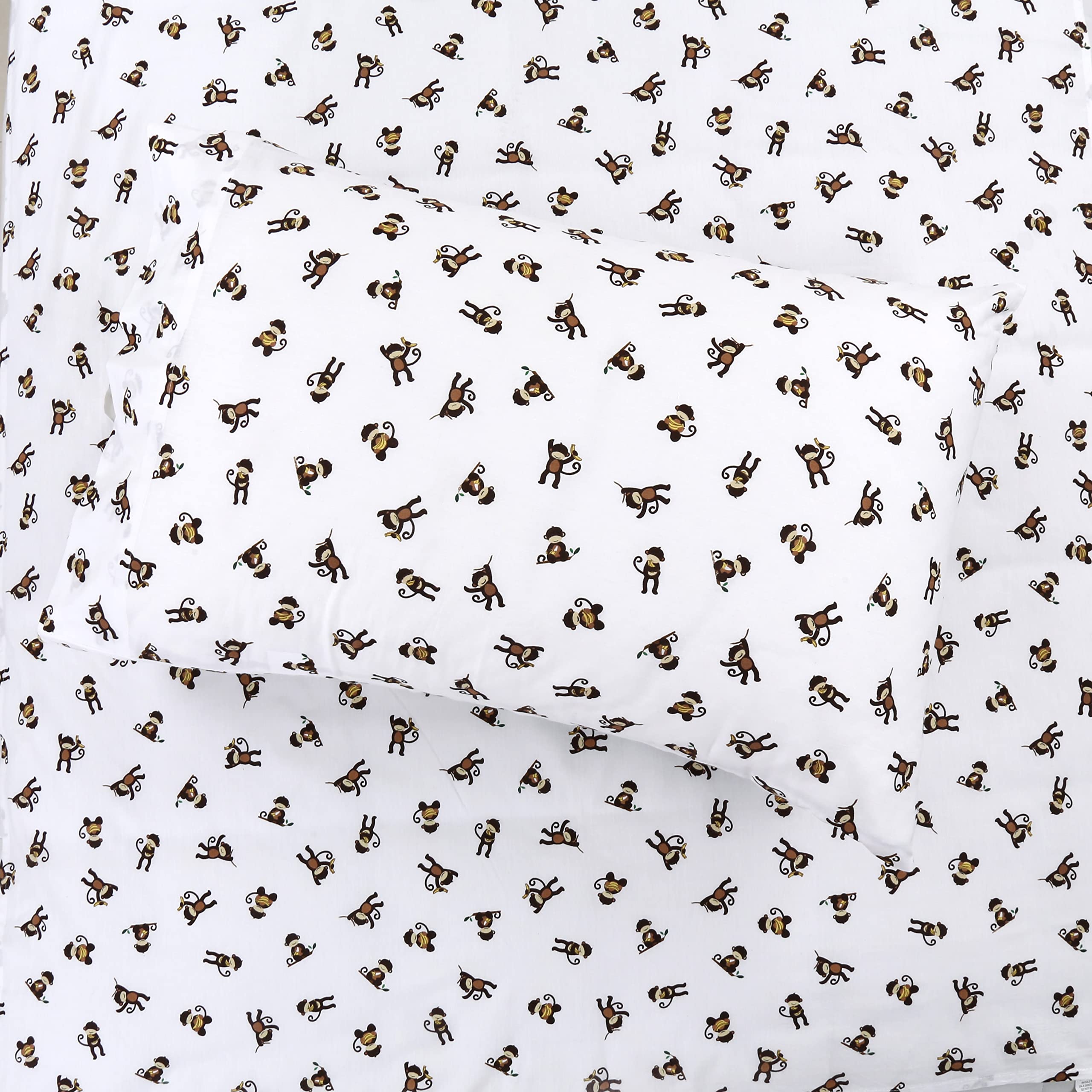 Cozy Line Home Fashions 100 Cotton 3 Piece Toddler Sheet Set, Soft Breathable Crib Bedding Set for Boys Includes a Flat Sheet, a Fitted Sheet, a Pillowcase, Monkey Around Jungle Bananas