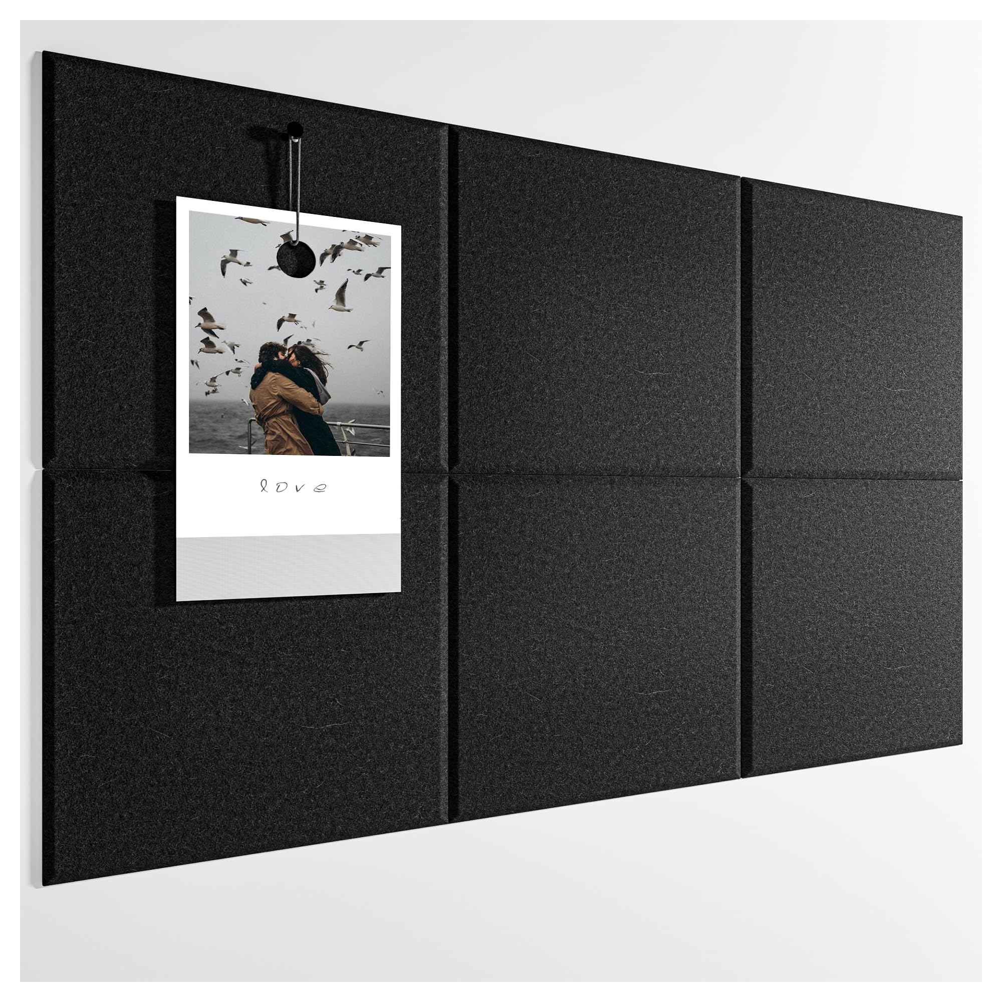 Yoillione Felt Pin Board for Bedrooms Offices Home, Bulletin Boards Square Notice Board Black Memo Board, DIY Hexagon Cork Board Tiles Self Adhesive Pinboard for Wall Hecorative with 30 Push Pins