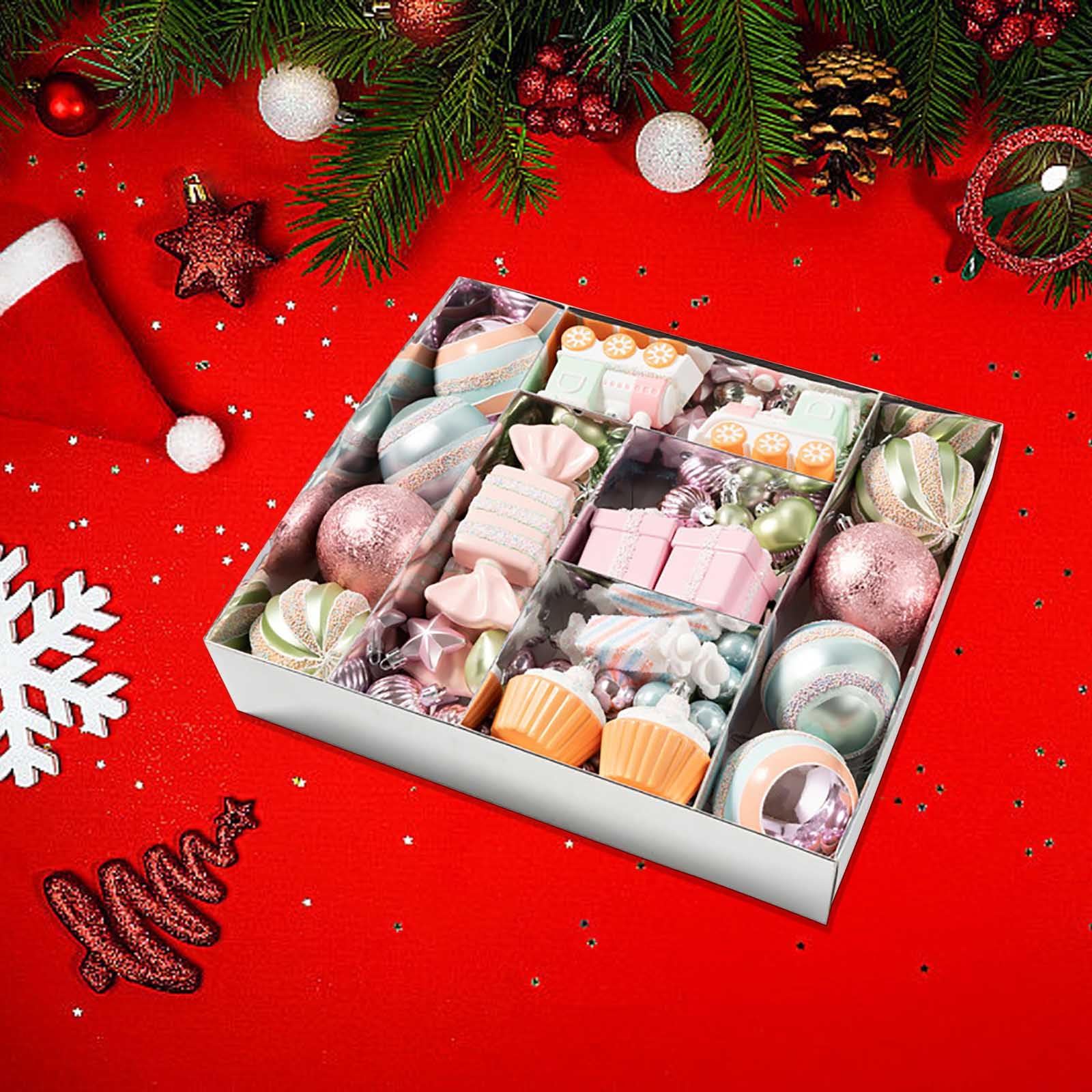 Lot de 80 mini boules de Noël en plastique incassable avec ficelles pour sapin de Noël, fêtes, 40 mm