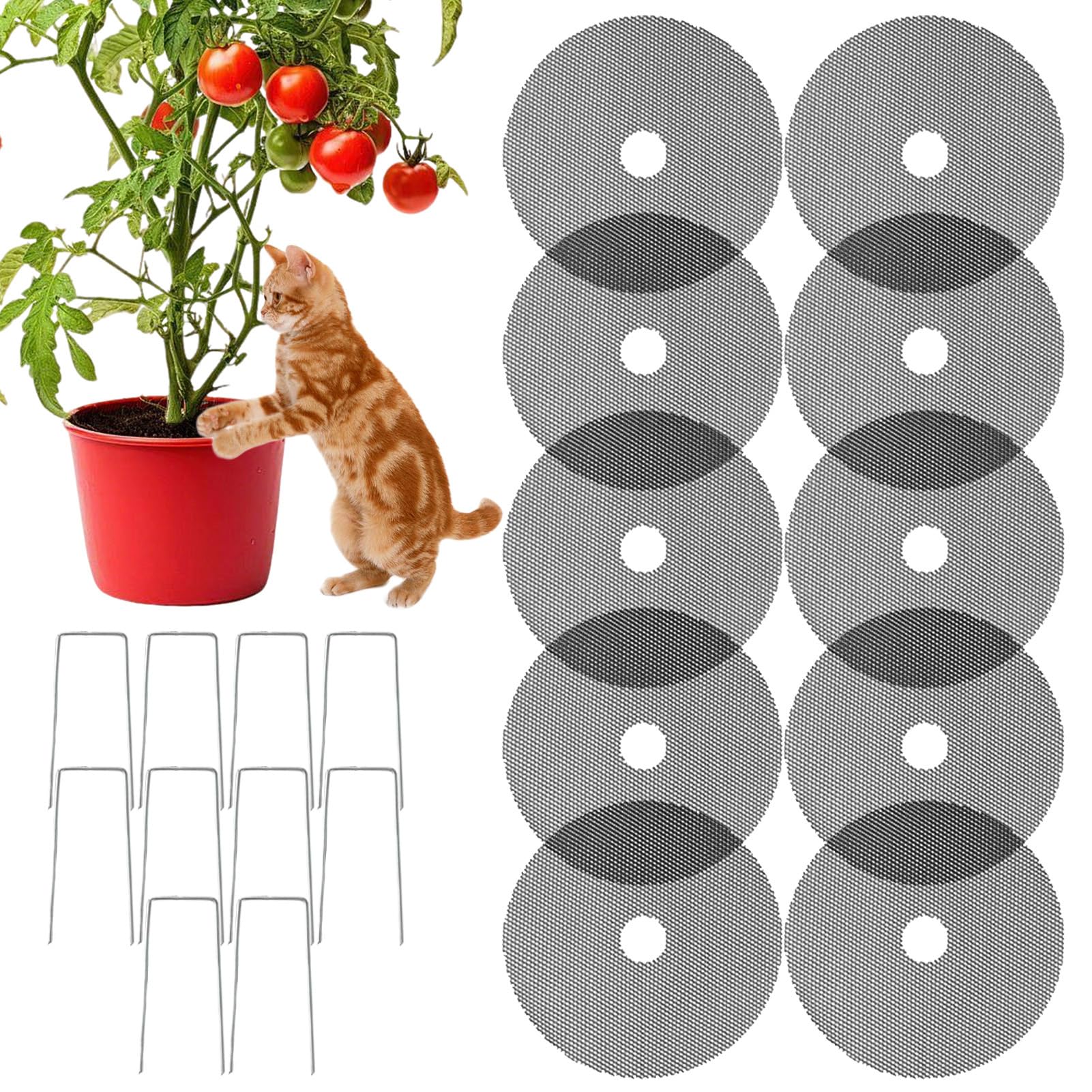 Pot Soil Cover Cuttable Protective Mesh Grid Pet Digging Stopper 10 Pieces