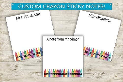 Miniatura 5 de Notas adhesivas personalizadas con tu texto, diseño de crayón, idea única de regalo para profesores, nombre personalizado, bloc de notas adhesivas