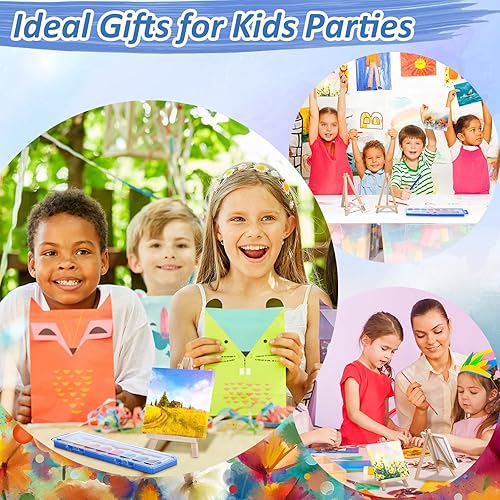 Miniatura 7 de Juego de 24 mini caballetes de lienzo que incluye 8 colores de pintura de acuarela a granel con lienzos y caballetes de 4 x 4 pulgadas, pintura de