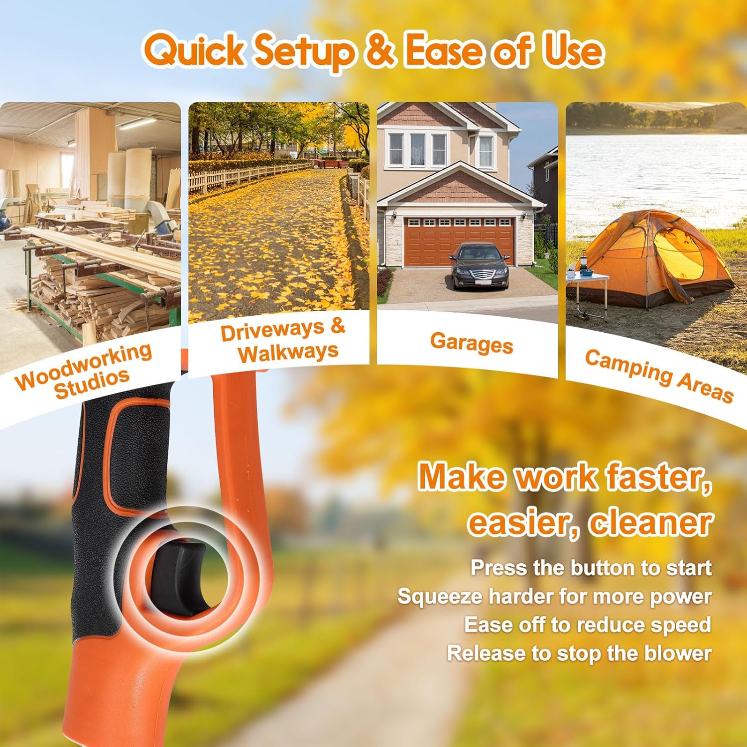 Leaf Blower, 21V Leaf Blower Cordless with 2 Batteries and Charger, Handheld Lightweight Leaf Blowers with Assistant Handle for Lawn Care, Patio, Garden, Dust