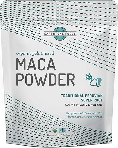 EARTHTONE Maca en polvo orgánico Raíz vegana con certificación USDA y Paleo gelatinizada para una mejor digestibilidad 32 onzas 2 x 16