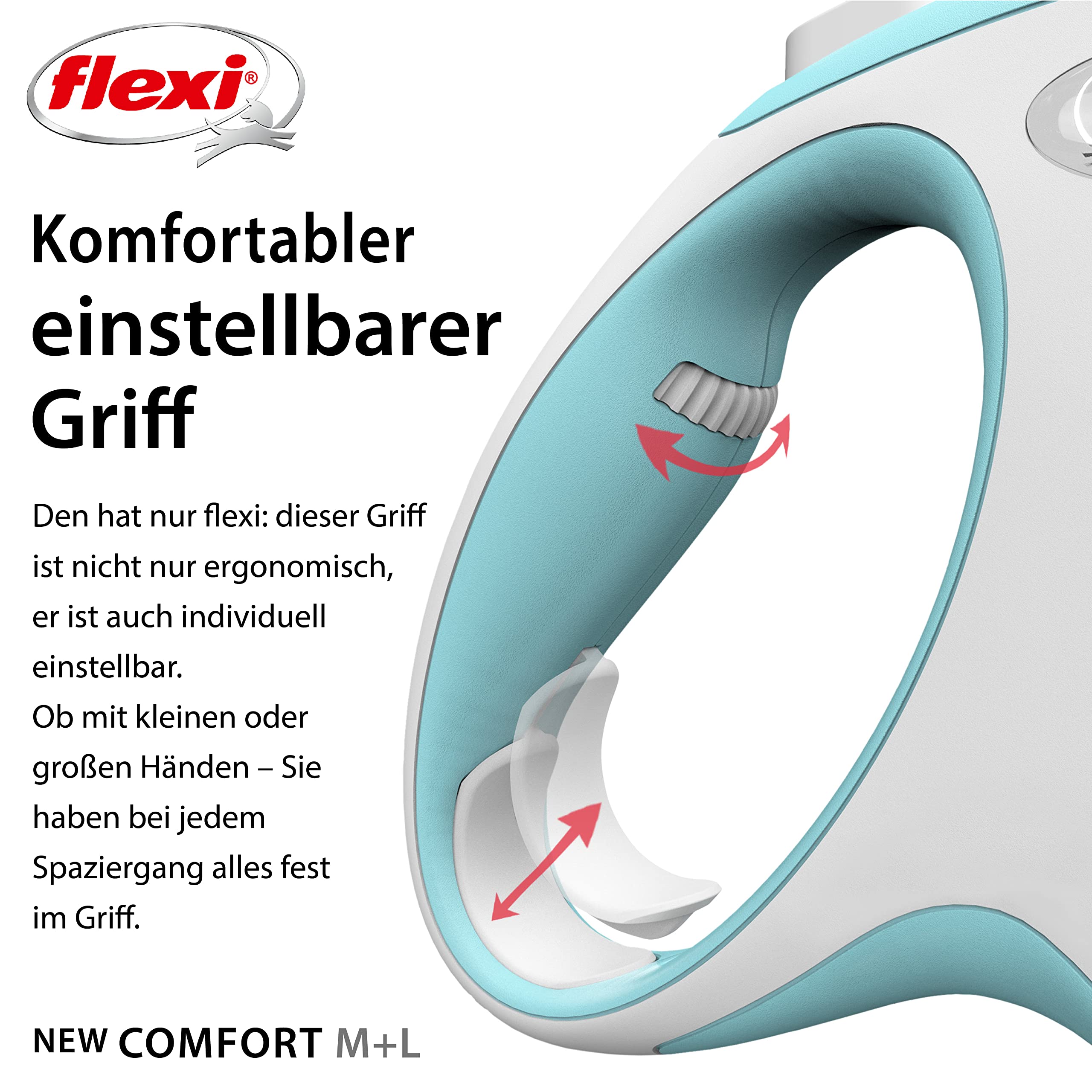 flexi Hundeleine, ausziehbar, mit weichem Griff, 3 m / 5 m / 8 m / 8 m / 8-20 kg, 4000498043110, blau, small