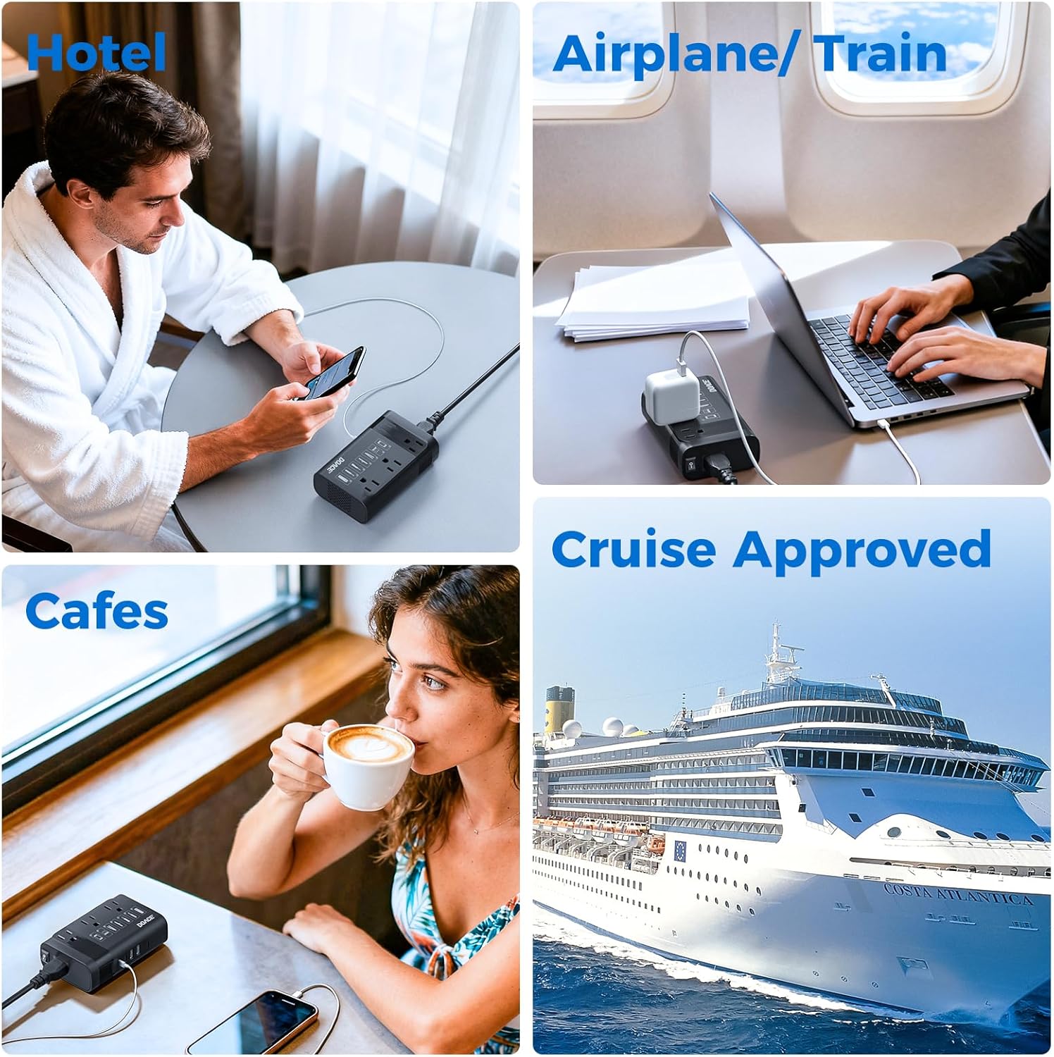 Upgraded 220V to 110V Converter for European Travel- 350W Voltage Converter US to Europe for Using Most U.S. Travel Devices Abroad- Hair Straightener Curler Shaver Toothbrush Laptop Camera Phone