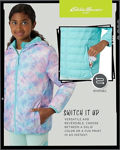 Miniatura 4 de Eddie Bauer CirrusLite - Chaqueta de plumón resistente a la intemperie para niñas, acolchado con aislamiento acolchado de burbujas (3-20)