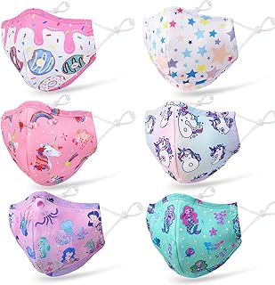 CIKIShield 6 Pack Children Adjustable Cloth Face Mask for Kids Girls Boys Washable Reusable Face Cover UV Protection