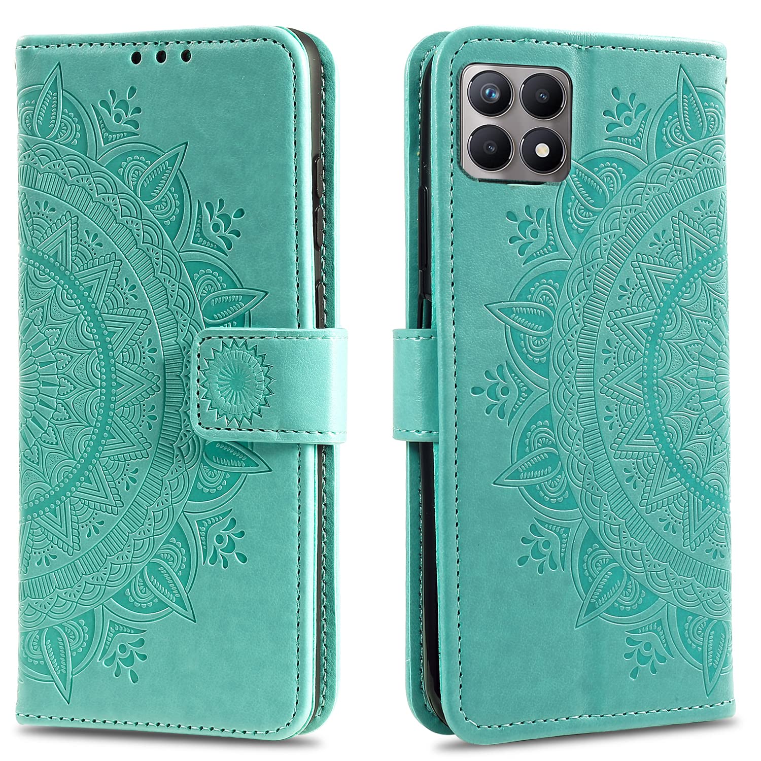 HTDELECMobile Phone Case for Realme 8i Leather Case with Card Slot and Magnetic Closure Flip Case Book Case for Realme 8i - Green