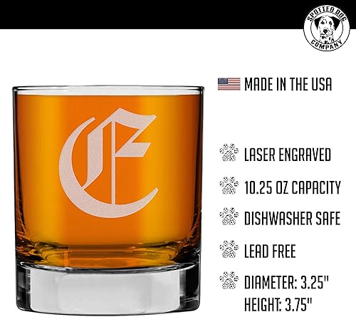 Miniatura 10 de Spotted Dog Company Monograma grabado de 11 oz Rocks Old Fashioned Lowball Vaso para whisky Scotch Bourbon (letra K)