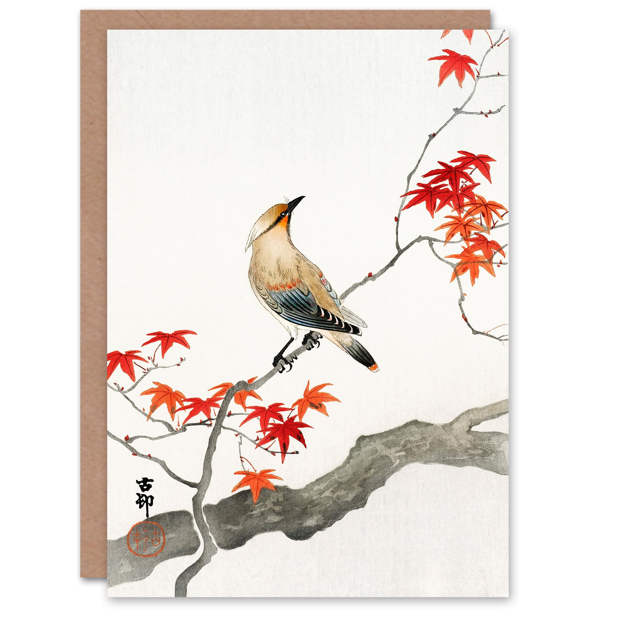 Artery8 Ohara Koson Art Card Bird On Maple Tree Vintage Japanese