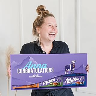 Personalised Giant Milka bar - Personalised XL Milka Chocolate bar Featuring The Name and Message of Your Choice, with 12 Delicious Milka Chocolate Bars (12 Bars - Milka)