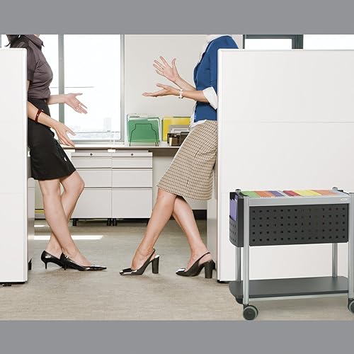 Miniatura 7 de Safco Scoot - Carro de archivos móvil con superficie de trabajo, se adapta a carpetas colgantes de tamaño carta y legal, incluye una tapa de bloqueo