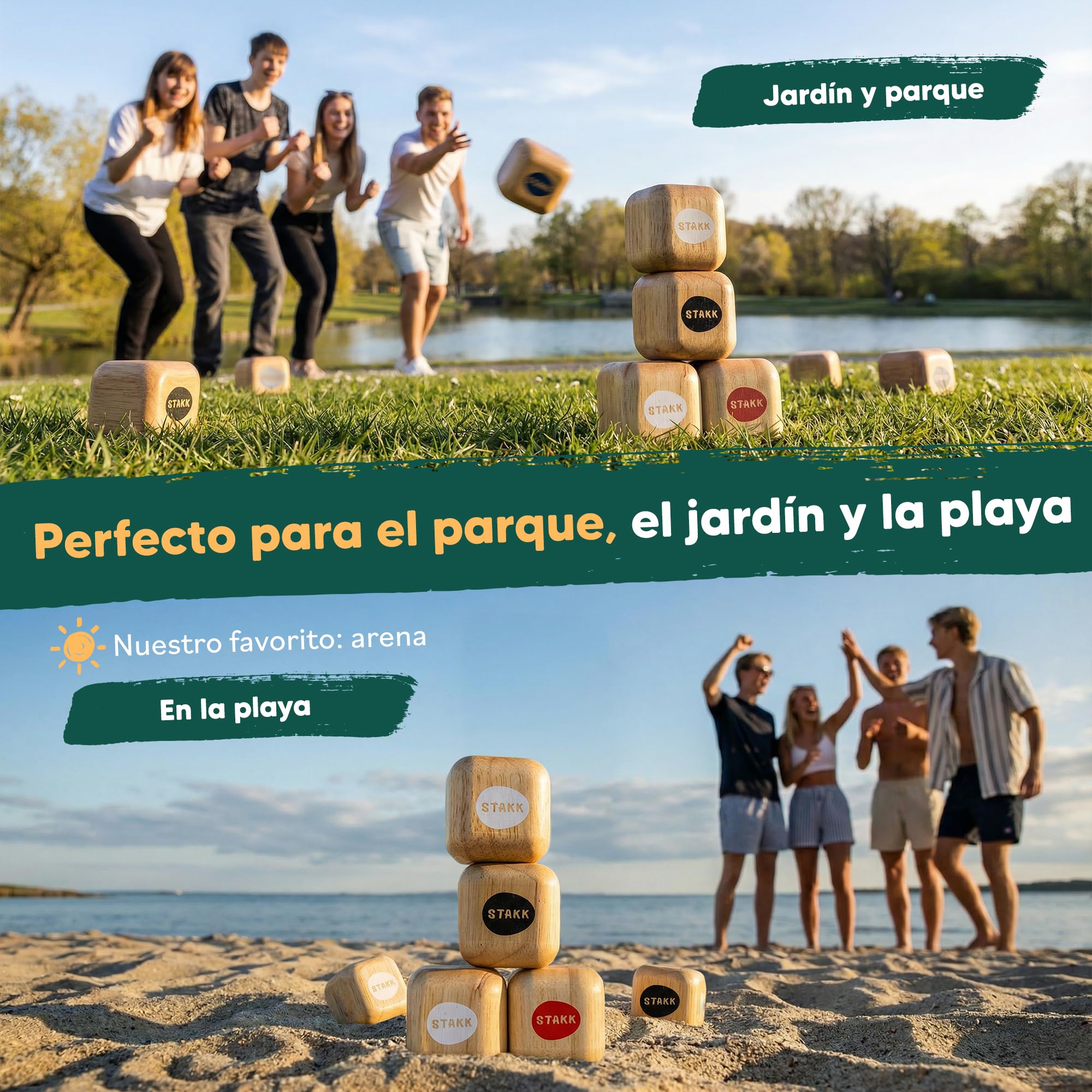 Juego de Lanzamiento al Aire Libre para niños y Adultos | Boccia-Boule con 9 Cubos de Madera