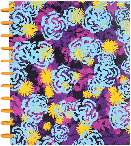 Vista 513 de Talia - Agenda personalizable con aros, (Fireworks Deep Lake, con discos Deep Lake, tamaño mediano (7.5 x 9.75 pulgadas).