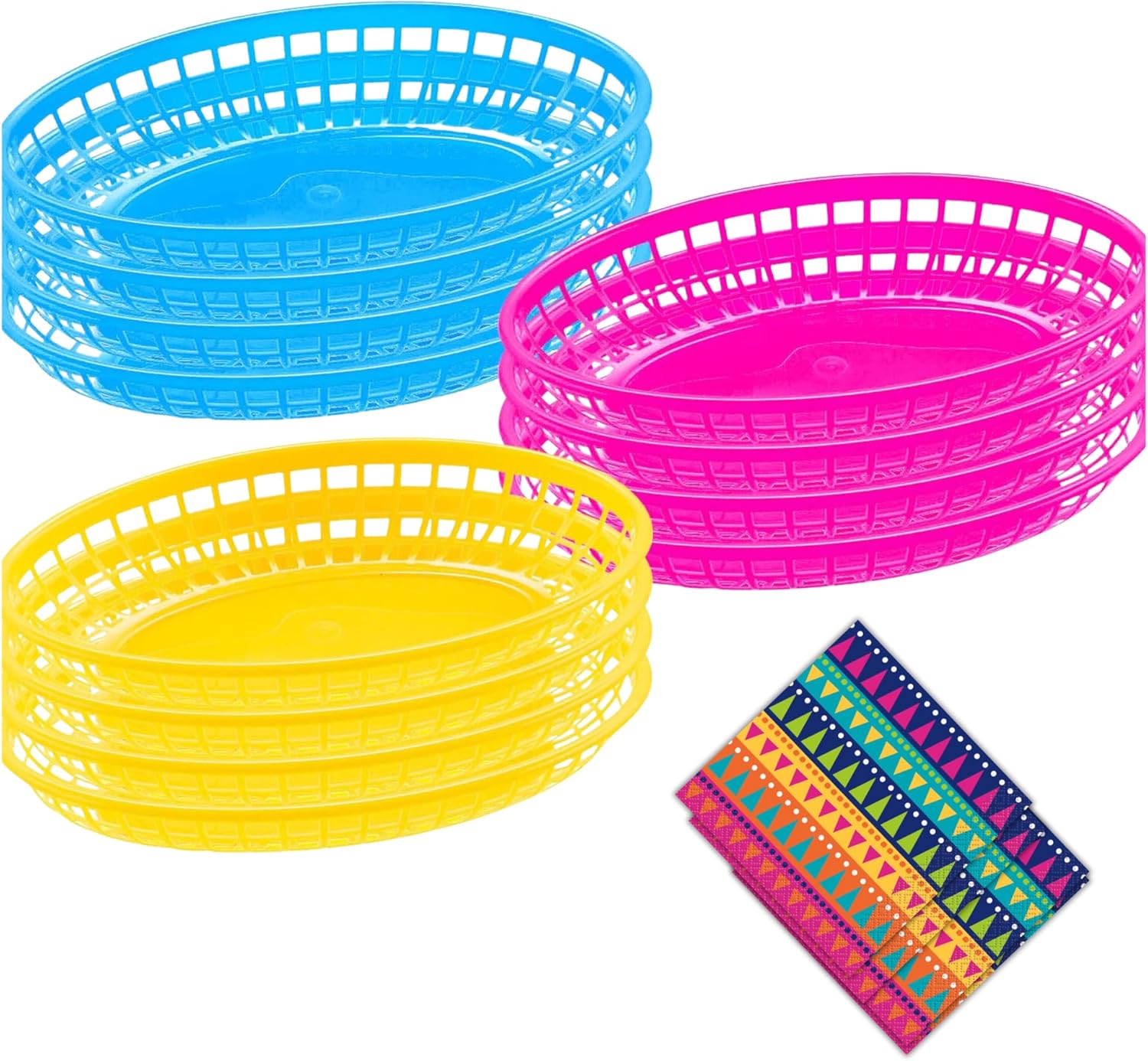 Taco Fiesta Party Pack - Lime Green Oval Platters, Taco-Shaped Appetizer Plates, Lunch Napkins, Table Cover, and Assorted Latex Balloons For 16 Guests