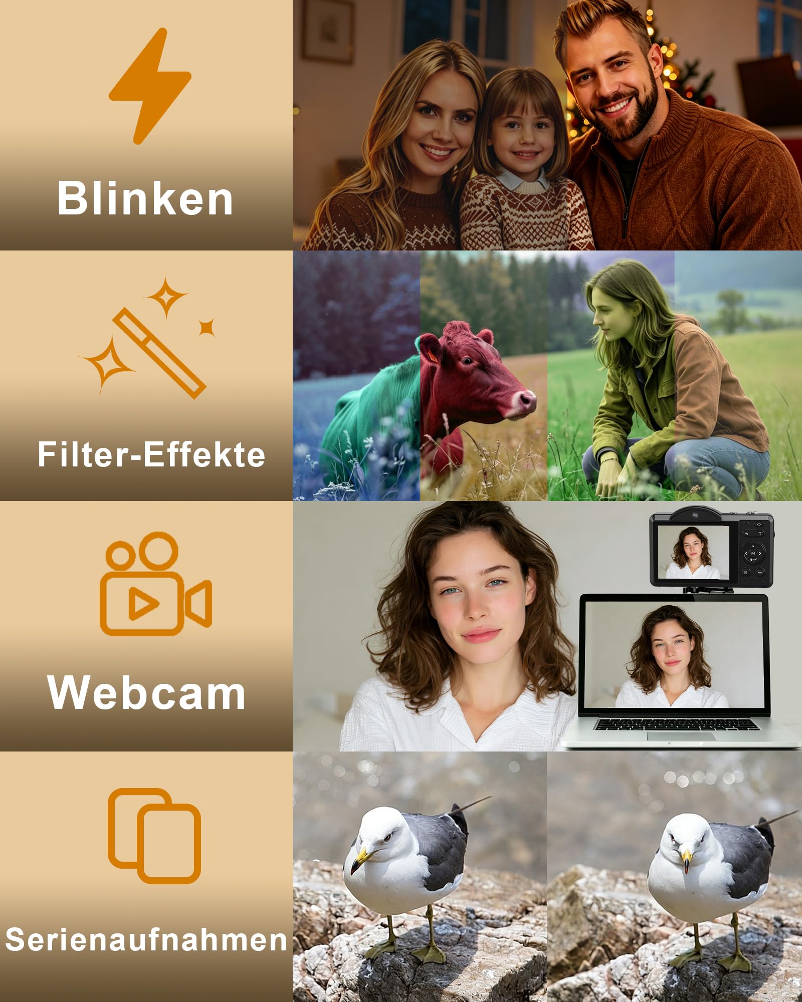 5K 80MP Digitalkamera Kamera, Digital Kamera für Vlog mit WLAN, 2.8" Kompakte Kamera für Anfänger, 18X Digitalzoom, Autofokus, mit 64GB Karte, 2 Akkus, Fotoapparat für YouTube Anfänger Erwachsene