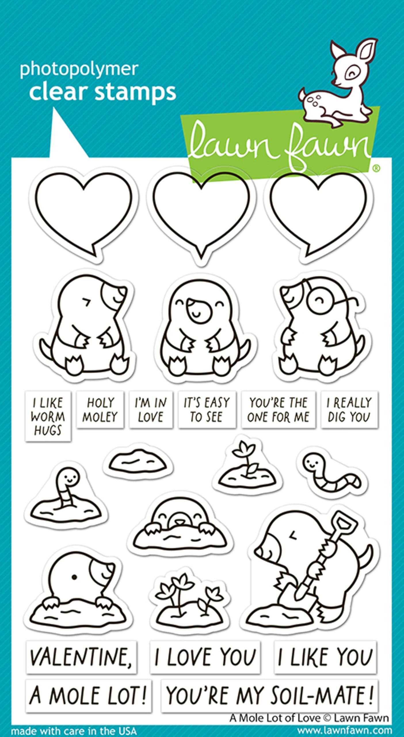 Tampons Lawn Fawn LF3942 A Mole Lot of Love pour réussir vos cartes de vœux