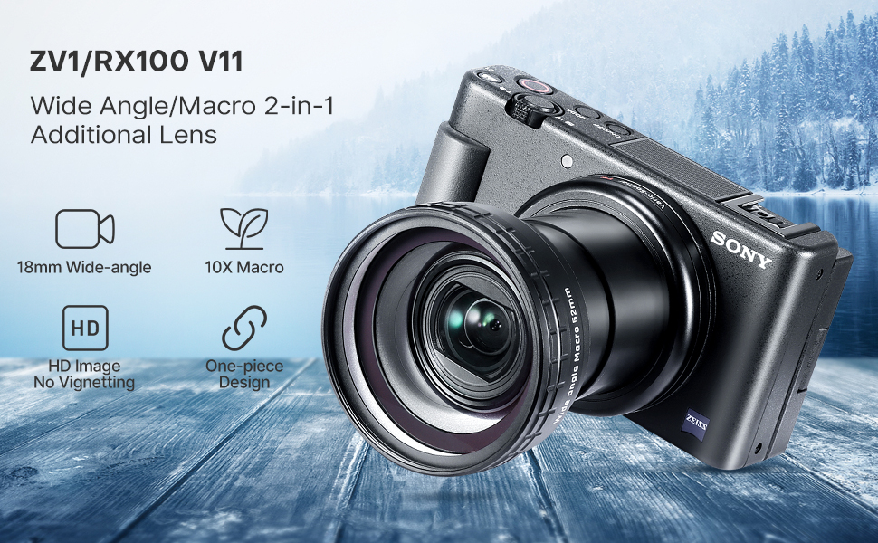 Wide Angle Lens for Sony ZV1, ULANZI WL-1 ZV1 18mm Wide Angle/ 10X