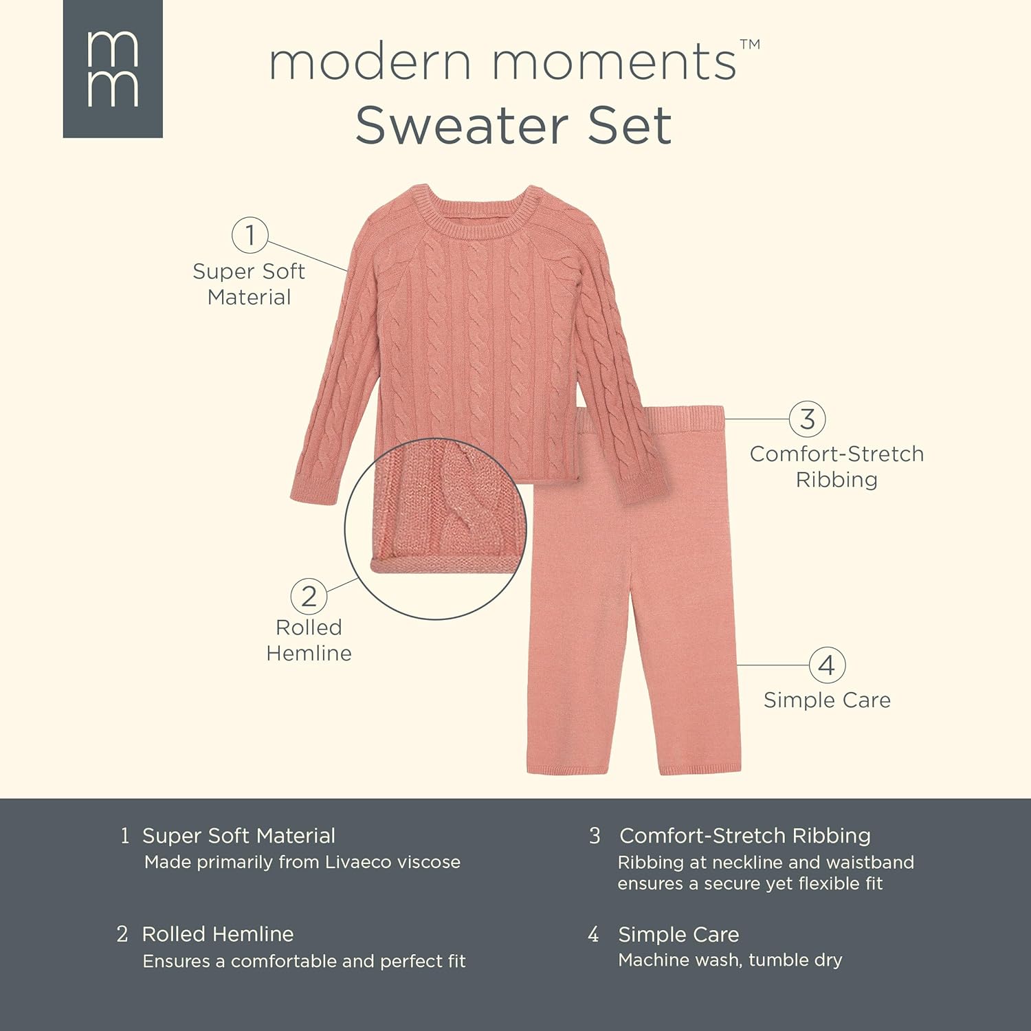 Modern Moments by Gerber Girls' Baby and Toddler Sweater and Wide Leg Pants Set - Image 6