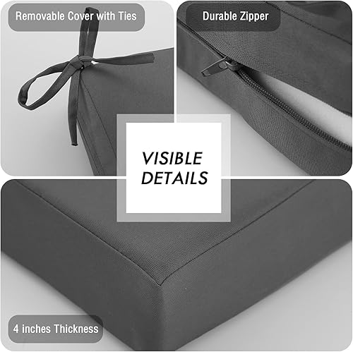 Miniatura 6 de idee-home Cojines impermeables para asiento de exteriores, para muebles de patio, cojines de repuesto para asiento profundo Hampton Bay