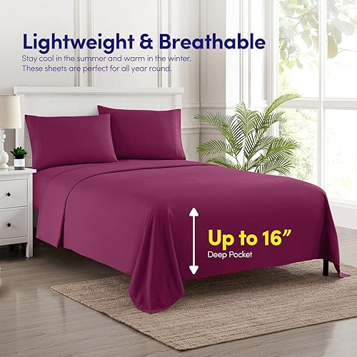 Vista 156 de 1500 Supreme Collection - Juego de sábanas extrasuaves con esquinas tipo bolsillos profundos, ropa de cama hipoalergénica sin arrugas, más de 40