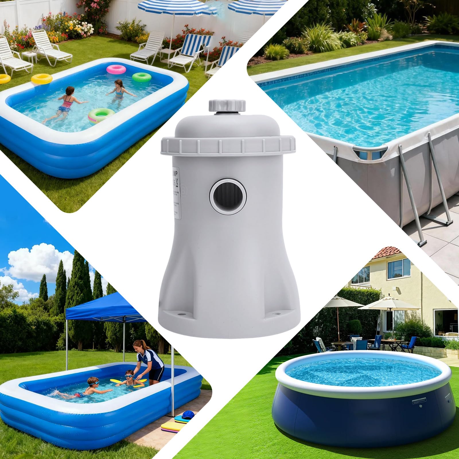 Bomba de filtro de piscina, 300 galones, 24 V, para piscinas inflables, enchufe europeo