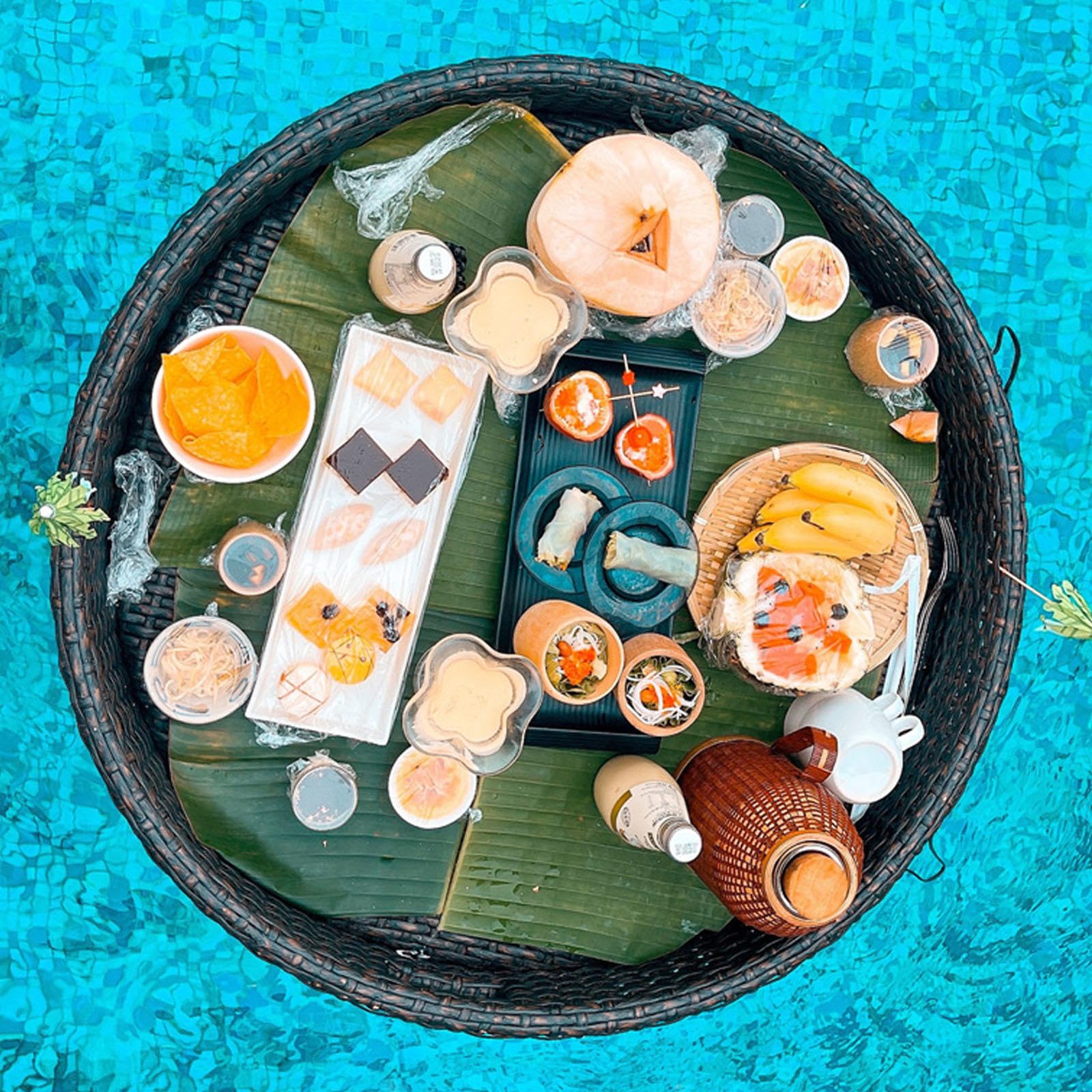Mesa Flotante para Piscina, Mesa Redonda Flotante para Bar, Soporte Flotante para Bebidas para Fiestas en la Playa, Plato Flotante para Comida en el Agua.