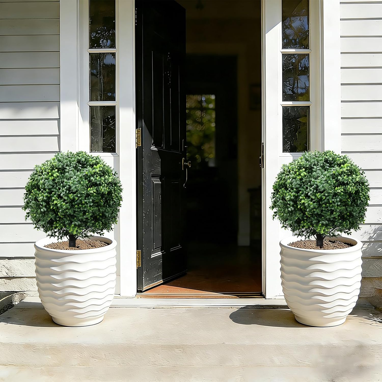 26-Inch Artificial Topiary Boxwood Ball Trees (Set of Two) – Lifelike, UV-Resistant Decor for Indoor & Outdoor Use – Enhance Your Space with Vibrant Greenery - Image 8