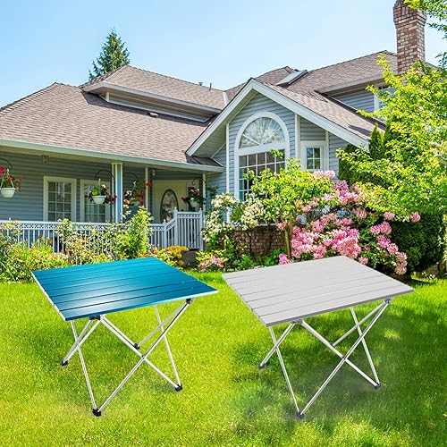 Miniatura 2 de Outry Mesa plegable de aluminio ligera, mesa de campamento portátil, picnic al aire libre, camping, mochilero, playa, patio, mesa plegable plegable