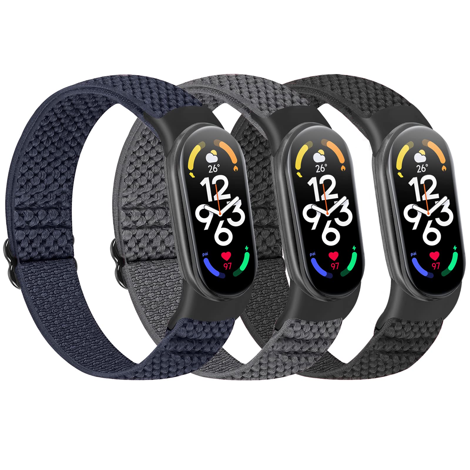 SHIJZWD Cinturino elastico compatibile con Xiaomi Mi Band 7/Mi Band 6/Mi Band 5/Amazfit Band 5, cinturini di ricambio regolabili in nylon per orologi sportivi per donne uomini