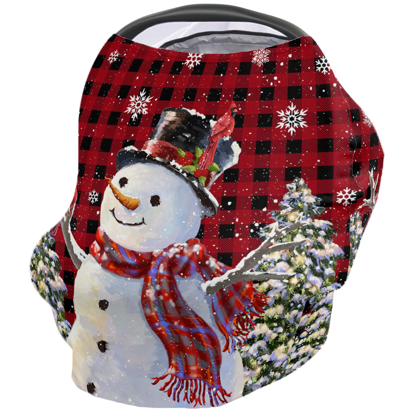Nursing Cover for Breastfeeding Scarf, Snowman Snowflake Xmas Tree Christmas Red Baby Car Covers Super Soft Multi Use for Canopy Shopping Cart Cover Blanket Stroller Cover