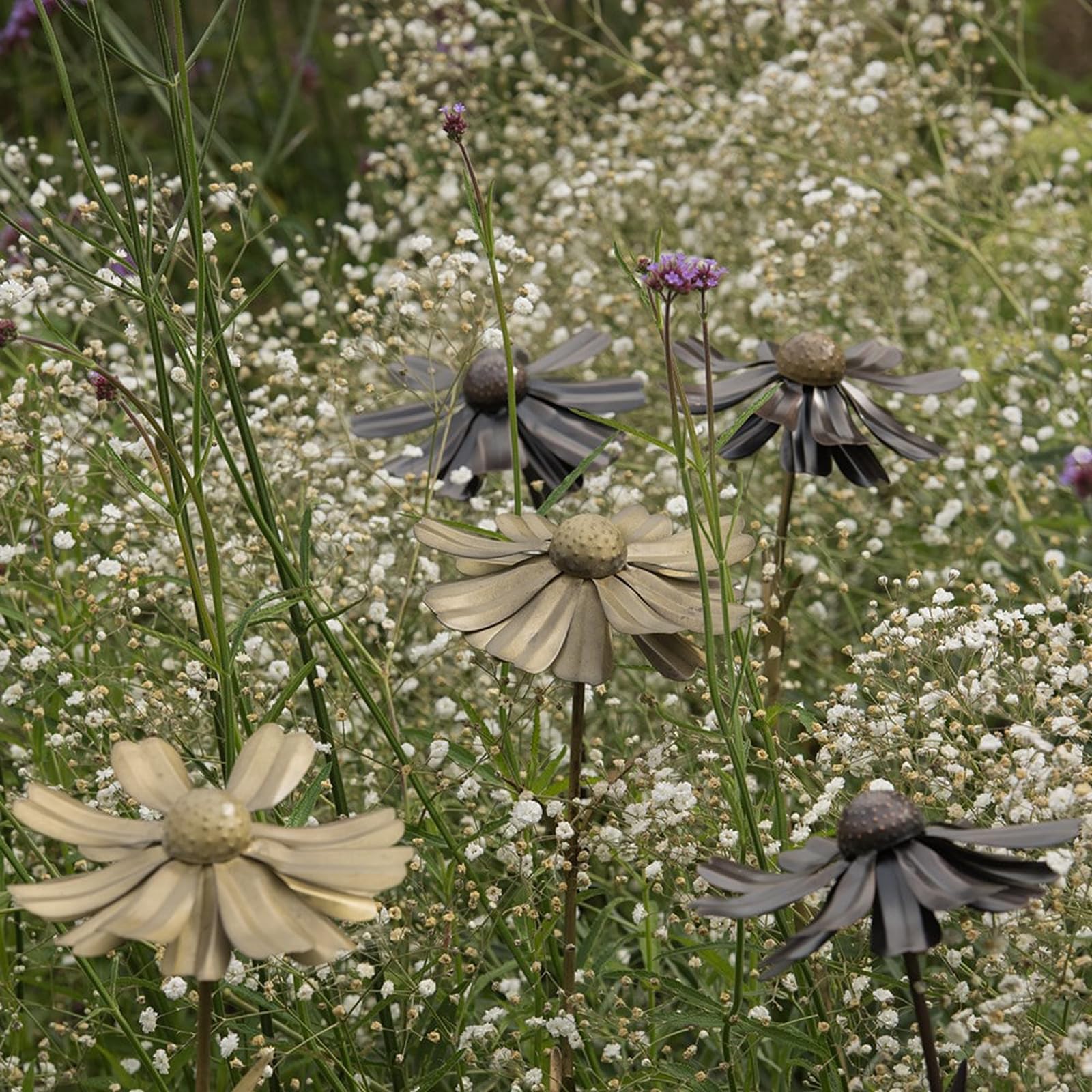 Crocus Brown Collection 77Cm Helenium Planter Flower Stake Plant Markers Antique Brass Ornate Metal Garden Decorations
