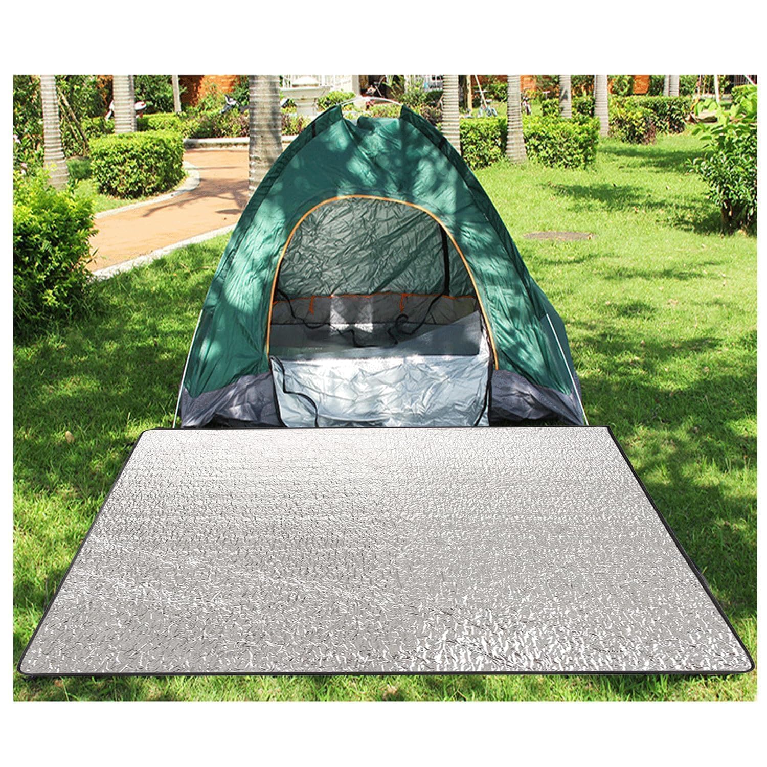 200 cm x 200 cmCoperta da Campeggio Foglio di Alluminio, Cuscino Sedile Pieghevole,Tappetino in Schiuma daCampeggio,Tappetino per Dormire in Schiuma,perCampeggio,Spiaggia,Escursionismo,Yoga