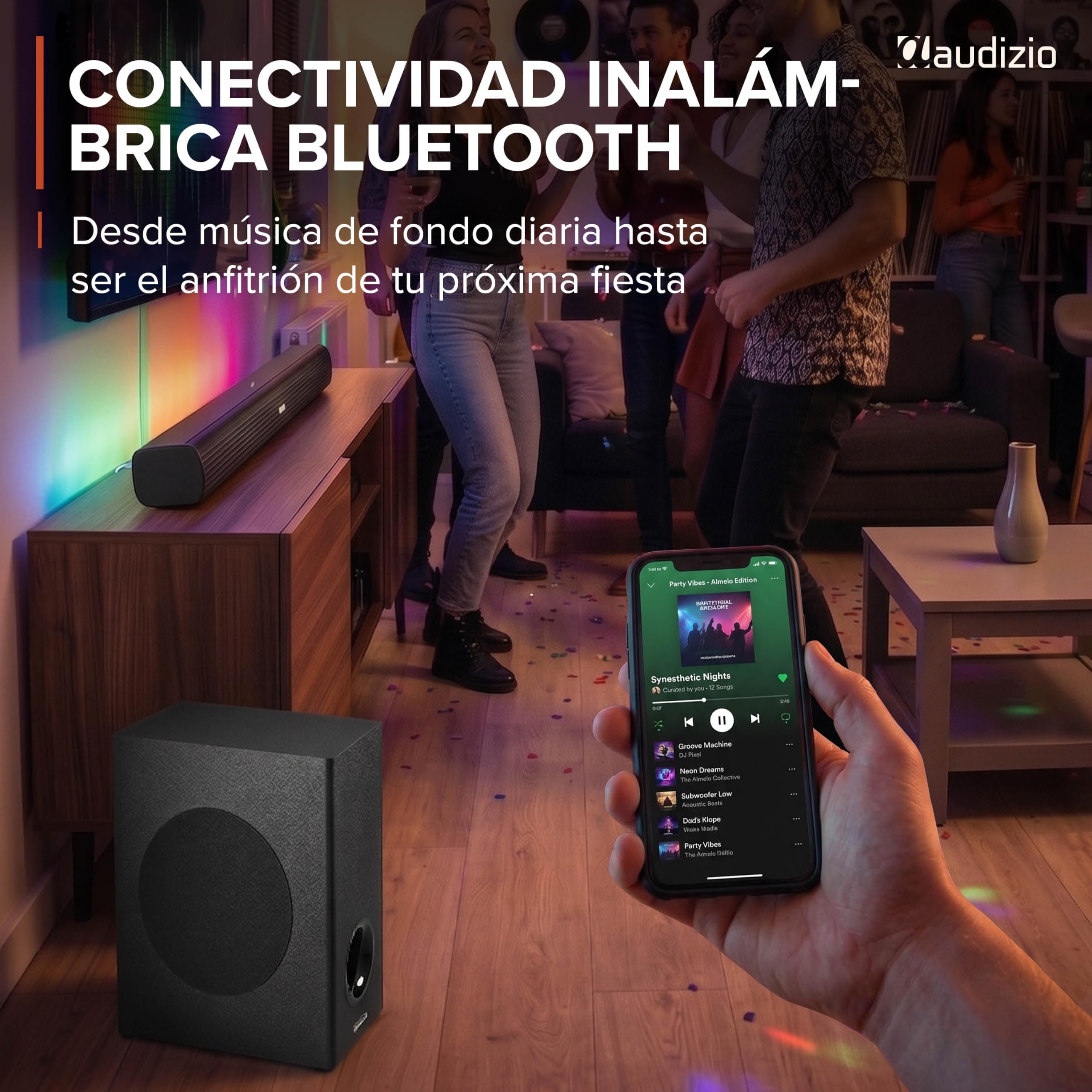 Audizio SB92S – Barra de Sonido 150W con subwoofer 6,5", HDMI ARC, Bluetooth 5.0, USB, óptica y AUX, soundbar 90 cm para TV con Graves Profundos y Mando a Distancia, Color Negro