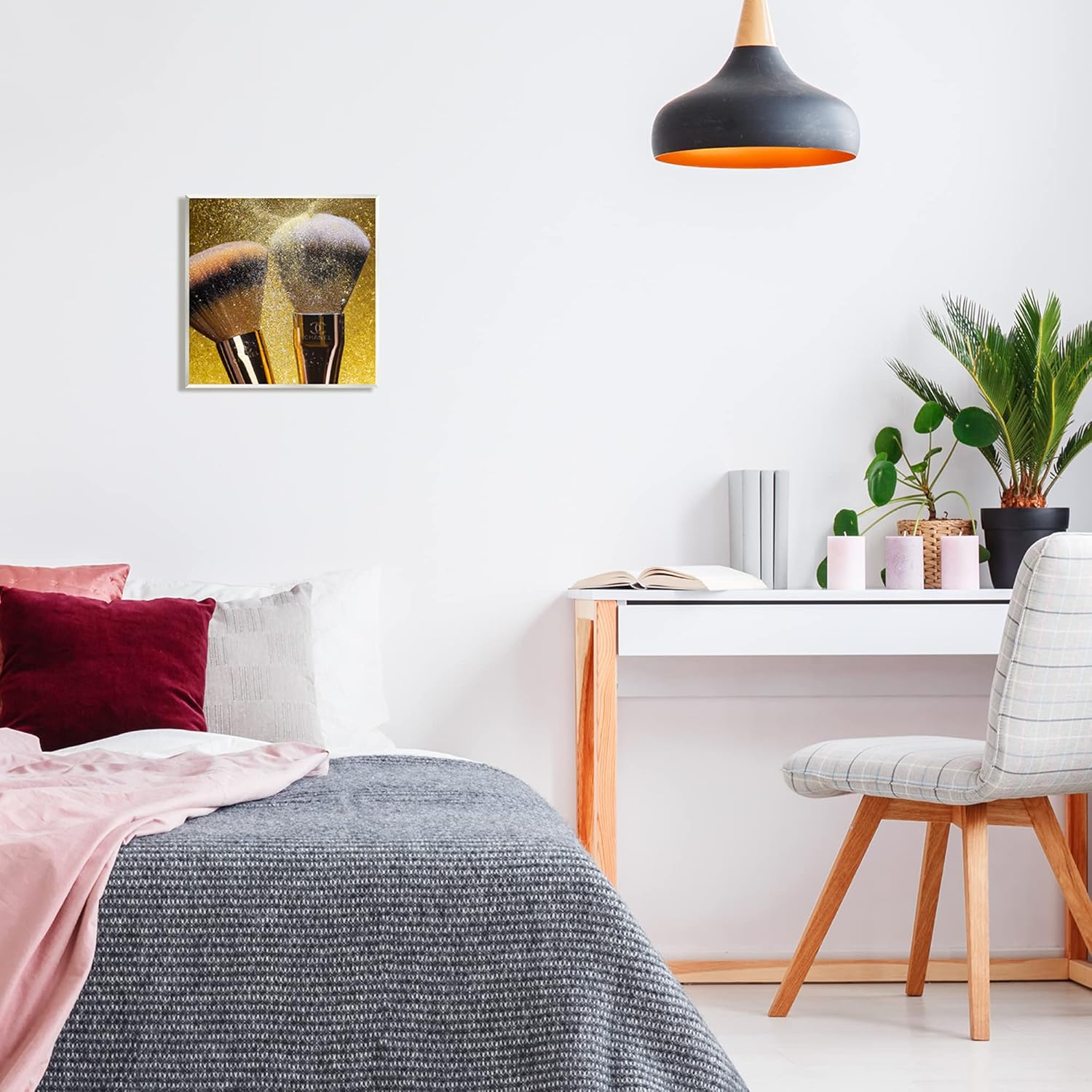 Stupell Industries Makeup Brush Glam Glimmer Wood Wall Art, Design by Ziwei Li