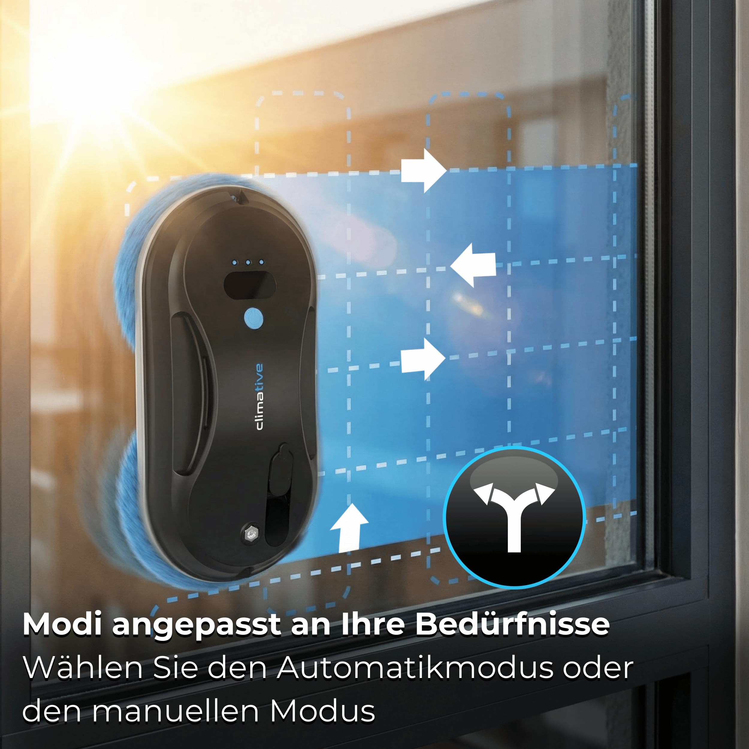Fensterputzroboter mit Ultraschall-Sprühfunktion, 6600Pa, USV-Sturzsicherung, Kantenerkennung, Hochhausfenster, WiFi Smarte App, Fensterroboter, Fenstersauger, Fensterreiniger, Glasreiniger, 10 Pads