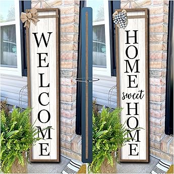 Tall Outdoor Welcome Sign For Front Door, 2 Sided 5 ft Wood Welcome Sign For Front Porch Decor, Rustic Welcome Home Sign, Farmhouse Fall Porch Decor, Vertical Welcome Sign For Front Porch Decoration