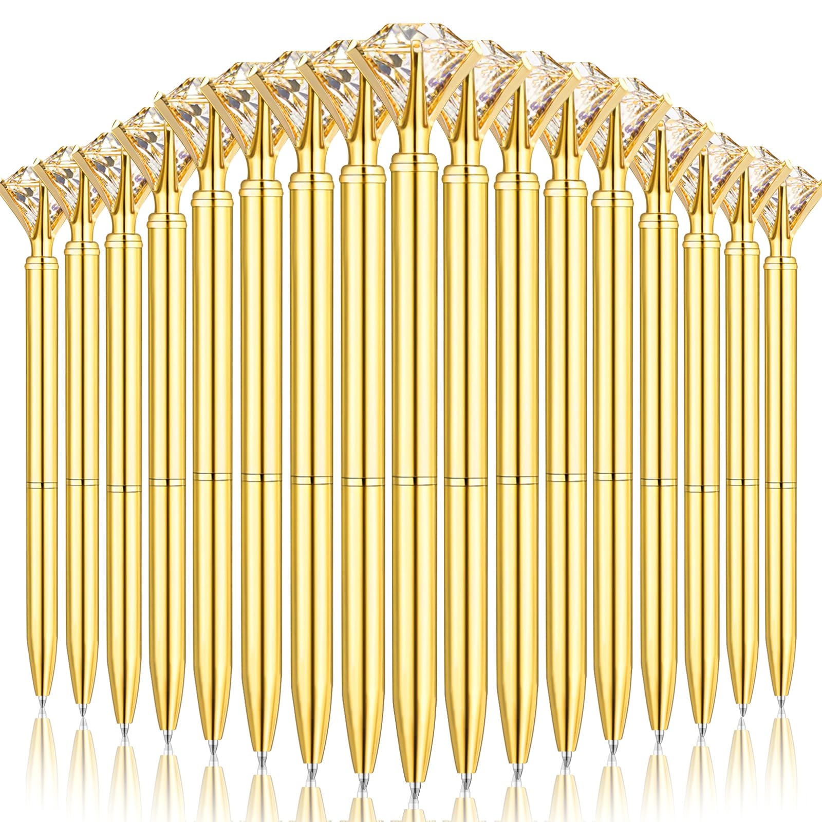 EVNEED 50 Pcs Diamond Pens with Crystal Bridal Shower Gifts Metal Bling Ballpoint Pens with Black Ink for Bridal Shower Wedding Party Office School,