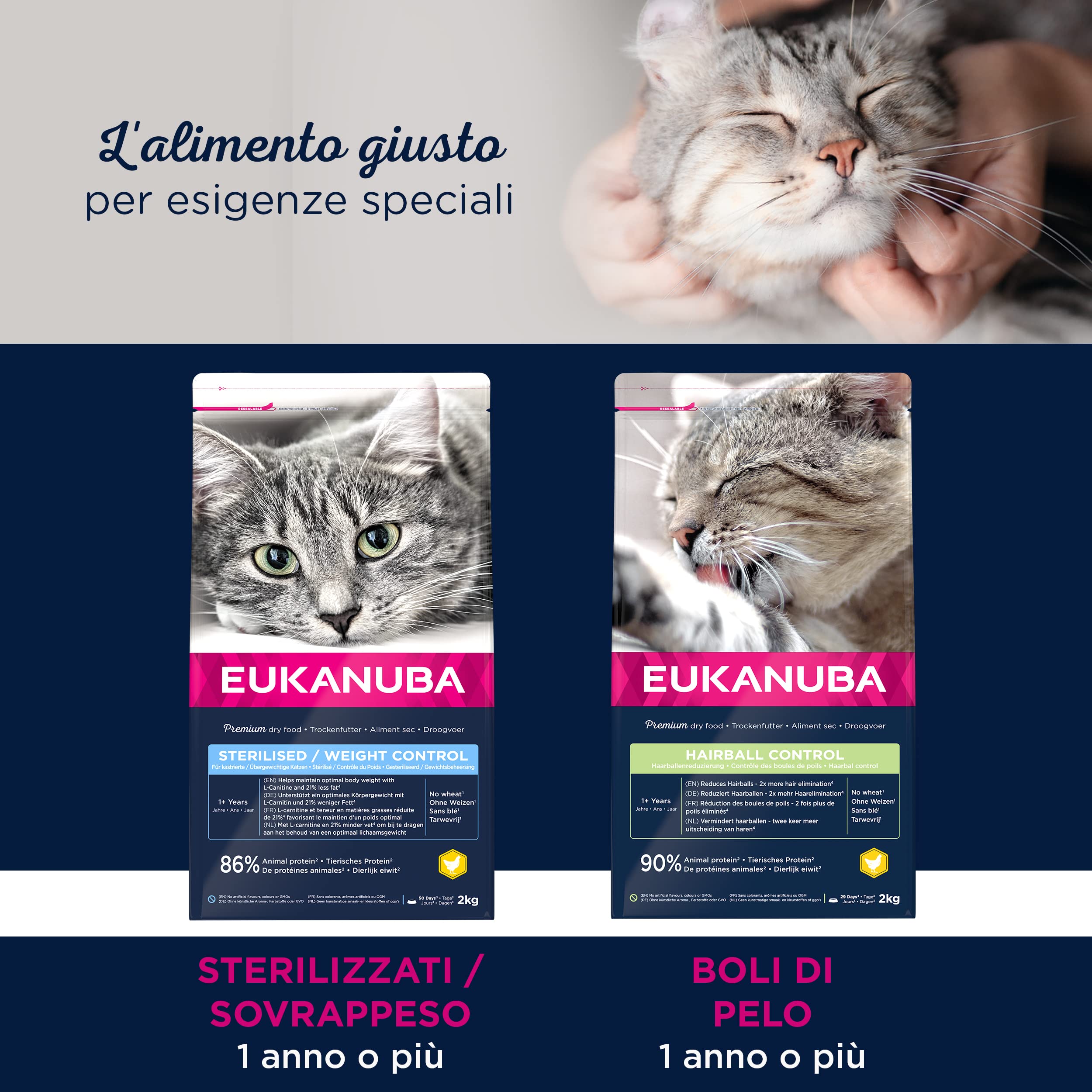 Eukanubae Weight Control, cibo secco sterilizzato per gatti adulti, pollo e fegato, 2 kg